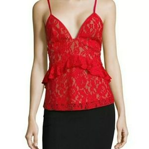 French Connection Lace Ruffle Top Size S